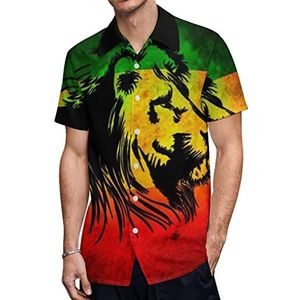 Rastafari Lion Hawaiiaanse shirts voor heren, korte mouwen, casual overhemd met knopen, vakantie, strandshirts, XL