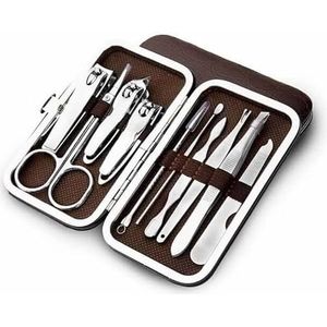 Guozihao 10-delige nagel- en voettrimset, inclusief nagelknipper - roestvrijstalen nageltrimset - uniseks nageltrimgereedschapset, inclusief keratineverwijderaar, met draagbare opbergdoos