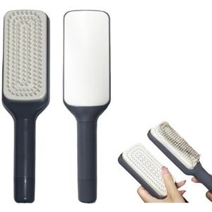 Yunxiao88 Zelfreinigende haarborstels, gemakkelijk schoon te maken haarborstel met intrekbare haren, antistatische massagekamborstel voor moeiteloze ontharing en reiniging (grijs)