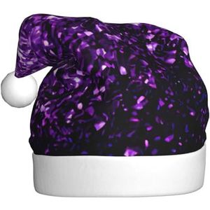 OdDdot Mooie paarse glitter print kerstmuts - volwassenen vakantie kersthoed, nieuwjaarsfeest benodigdheden, geschikt voor volwassen mannen vrouwen