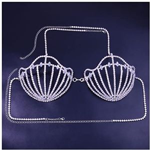 Hoofd Ketting Glanzende onregelmatige Crystal Bikini Tops Borstbeugel Body Chain Vrouwelijke Rhinestone Lingerie Bra Halve Cirkel Ondergoed Nachtclub Deel Hoofdketting (Style : Silver)