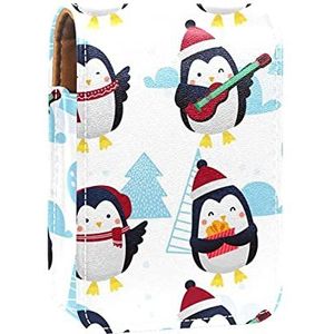 Make-up Lippenstift Case voor Buiten Bosdieren Groene Draagbare Lipstick Organizer met Spiegel Dames Mini Make-up Tas Neemt Tot 3 Lippenstift, Veelkleurig-9, 9.5x2x7 cm/3.7x0.8x2.7 in,