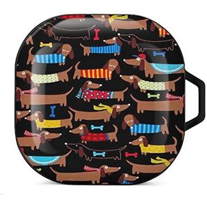 I Love My Dog Teckels Oordopjes Hoesje Compatibel met Samsung Hard Shell Beschermhoes Zwart-Stijl