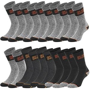 Black+Decker Crew Work Socks uniseks werksokken voor dames en heren, 10 stuks, 39-42, 43-46, 47-49, 50-52, katoen, zwart, grijs, kuitlengte, Kleurmix 5, 39-42 EU