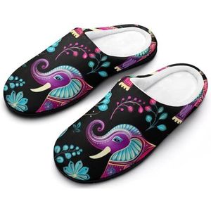 Mooie Olifanten Katoenen Slippers Voor Vrouwen Warme Anti-Slip Rubber Zool Huis Schoenen Voor Indoor Hotel 11-12 (42-43)