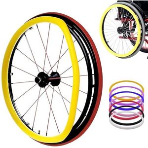 Rolstoelvelgenafdekking, antislip handbedekking, verbetert grip en tractie, gemakkelijk te verwijderen en schoon te maken (Kleur: Geel, Maat: 55 cm)