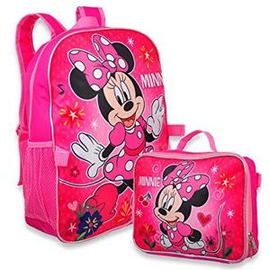 Minnie Mouse Girl's 16"" Backpack W/Detachable Lunch Box, Pink, Size One Size