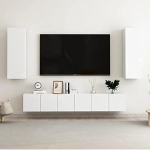 SMTSEC 5-delige tv-kast set hoogglans wit ontworpen hout