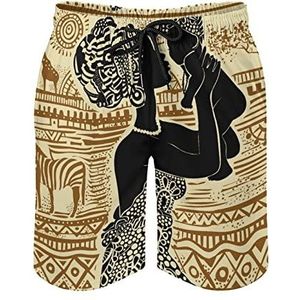 Afrikaanse Zwarte Vrouw Heren Zwembroek Gedrukt Board Shorts Strand Shorts Badmode Badpakken met Zakken M