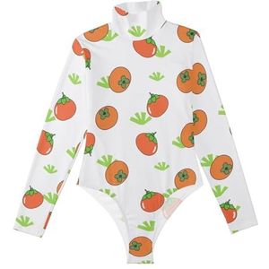 LI ZHI XIN Rompertjes met lange mouwen voor dames, eendelige jumpsuit met hoge hals, coltrui, turnpakje, top voor meisjes, dans, workout, fitness, bodysuit, fruit, groenten, tomaten, Meerkleurig, S