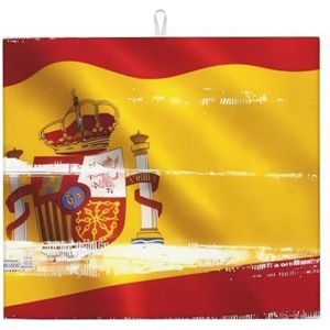 Spaanse vlag droogmat voor keuken, het midden is gemaakt van composiet sponzen, microvezel absorberend, opvouwbaar en hangbaar voor afdruiprek, babyflessen koffiepads 46 x 45 cm