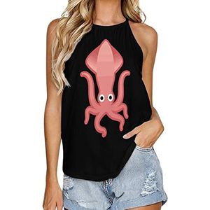 Giant Squid Tanktop voor dames, zomer, mouwloos, T-shirts, halter, casual vest, blouse, print, T-shirt, 5XL