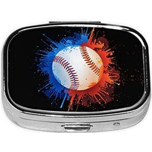 Kunst Honkbal Vierkante Pillendoos, Pil Dispenser Doos Kabeljauwlever Oliedoos Vitamine Pillendoos Patiënt Pillendoos