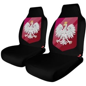 Wapen van Polen Gedrukt Autostoelhoezen Universele Fit Auto Voorstoel Protector Auto Interieur Accessoires