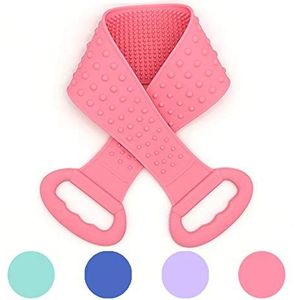 Siliconen badlichaamsborstel, dubbelzijdig opvouwbaar ontwerp met lange steel Zachte body-rugschrobber, milieuvriendelijk, gemakkelijk schoon te maken, draagbaar for op reis /23(Pink)