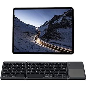 Mcbazel Oplaadbaar opvouwbaar bluetooth-toetsenbord, draagbaar opvouwbaar draadloos tri-toetsenbord met touchpad voor mobiele apparaten, compatibel met tablet/mobiele telefoon/pc, grijs
