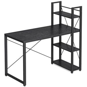 VASAGLE Bureau, computertafel met legplanken rechts of links, 120 cm brede bureautafel, voor werkkamer, thuiskantoor, eenvoudige montage, ebbenhout zwart LWD048B56