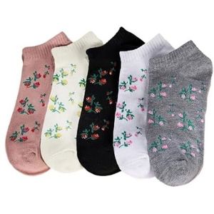 YIJIANUO 5 paar modieuze casual sokken voor dames met bloemenpatronen, Meerkleurig, One size