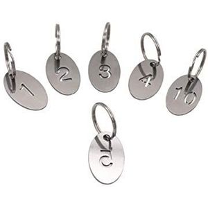 NanTun 304 roestvrij staal ovale sleutelhangers met ring, uitgehold nummerid tags sleutelhanger, genummerde sleutelhangers, Zilver, 1 to 80