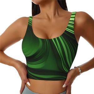 Groene Curve Textuur Print Casual Wear Vrouwen Sport Vest Yoga Vest Workout Vest Voor Vrouwen Lichtgewicht Trendy, Zwart, S