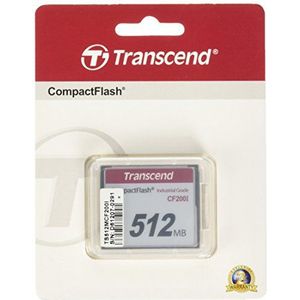 Transcend Ts512Mcf200I Compactflash Kaart, Zwart/Zilver, 512Mb