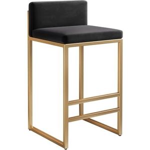 Counter Height Bar Stools Velvet Barstools Bar Counter Stools With Back And Footrest, Upholstered Dining Bar Chairs For Kitchen Counter Modern Upholstered Barstools Di(Size:75cm/30in,Color:zwart/goud)