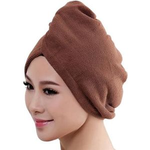QAUUCP Droog haar badhanddoek koraal fluweel microvezel sneldrogende tulband super absorberend vrouwen haar cap wrap met knop dikker haar drogen cap (bruin, 2 stuks)