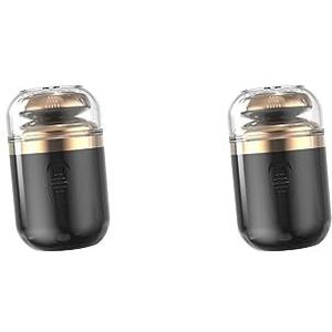 2 Set Draagbare Elektrische Scheerapparaat USB Oplaadbare Baard Scheren voor Reizen Camping Zwart 6 x 3.5 cm