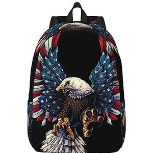 NOKOER American Eagle Flag Gedrukt Canvas Rugzak,Laptop Rugzak,Lichtgewicht Reisrugzak Voor Mannen En Vrouwen, Zwart, Medium, Rugzak Rugzakken
