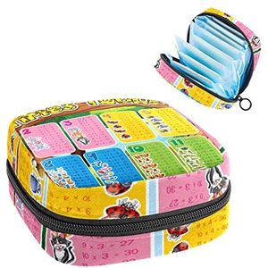 Times Vermenigvuldiging Tafels Periode Pouch Draagbaar,Tampon Opbergtas voor Maandverband, Meerkleurig, 4.7x6.6x6.6 in/12x17x17 cm