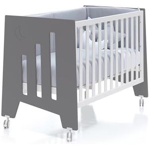 ALONDRA Ledikant Baby, Babybed, Babybedje 120 x 60 cm (3 in 1) OMNI Mint Green om te bouwen in 3 fases: ledikant, co-sleeper en bureau, met 5 matrashoogtes, met wielen (Andracite)