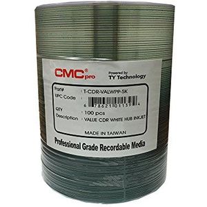 CMC Pro, 52X CD-R, Wit Inkjet Hub Printable, 600 Disc Tape Wrap, Valueline