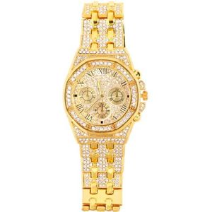 WMQWLGOF Hip Hop Mannen Vrouwen Iced Out Vierkante Diamant Horloge Sprankelende Quartz Horloges Mode Klassieke Arabische Nummer Klok Gift, W000701gd, Eén maat