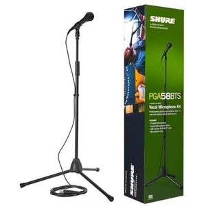 Shure Stage Performance Kit met PGA58 cardioïde dynamische vocale handheld microfoon, XLR -kabel en microfoonstandaard - perfect voor op het podium of studio (PGA58BTS)