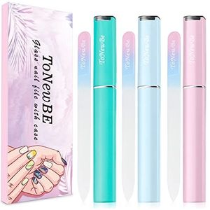 3PCS Glazen nagelvijl in koffer, Crystal nagelvijl, Tsjechische glazen vijl, Dubbelzijdig geëtst glas nagelvijl glas nagelvijl set, kerstcadeaus kous vullers