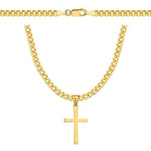 AMAR PRAGNA Gouden Dames/Heren Halsketting 925/585 Origineel Gevlochten Breedte 3,5 mm Gouden Ketting Halsketting Vergulde Ketting 585 Byzantijnse Ketting Gouden Sieraden Plaat Ketting 60 cm, 60 cm