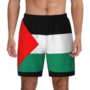 ERSDWRE Palestina Vlag Print Strand Shorts Met Zakken Zwembroek Mannen Zwembroek Broek Badmode Voor Surfen Zwemmen, Zwart, S