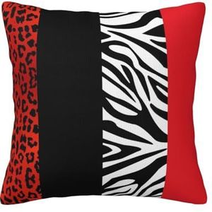 YUNWEIKEJI Rode luipaard en zebradier, kussensloop decoratieve kussensloop zachte polyester kussenslopen 45 x 45 cm