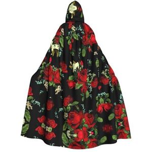 WURTON Halloween Kerstfeest Mooie Rose Gift Print Volwassen Hooded Mantel Prachtige Unisex Cosplay Mantel