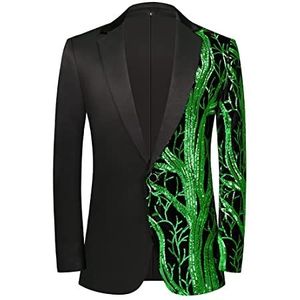 PYJTRL Herenblazer van fluweel met pailletten, paars, dark green, XL