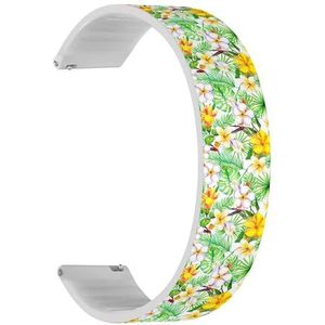 Solo Loop band compatibel met Garmin Forerunner 165/165 Music, Forerunner 35/45/45S (Exotic Flowers Frangipani Hibiskus Tropical) Quick-Release 20 mm rekbare siliconen band band accessoire, Siliconen,