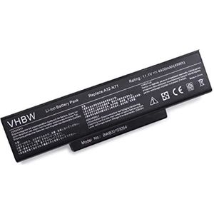 vhbw Li-Ion batterij 4400mAh (11.1V) zwart compatibel met notebook laptop Asus A72, A72D, A72DR, A72F, A72J, A72JK, A72JR, K72, K72D vervanging voor A32-K72, 70-NX01B1000Z.