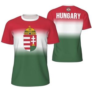 Sport Mesh T-Shirt Geleidelijke Hongarije Tees 3D Gedrukt voor Fitness Running Fiets Voetbal Tennis Voetbal, Meerkleurig, S