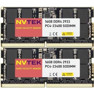 NVTEK 32 GB (2 x 16 GB) DDR4 2933 MHZ PC4-23400 SODIMM 2Rx8 1.2V 260-PIN Niet-ECC Laptop PC Computer Geheugenkit