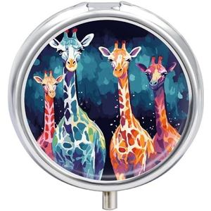 Kleurrijke Giraffe Fans Lovers Pil Doos Pil Case Pil Organizer Geneeskunde Pil Organizer Wekelijkse Pil Organizer Pil Houder Kleine Pil Case Pil Containers Pil Houder voor Purse