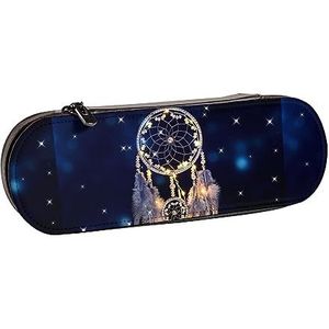 BONDIJ Leuke Pinguïns Gedrukt Lederen Potlood Pouch, Grote Capaciteit Pen Zakken Leuke Etui Cosmetische Organizer Tas met Rits, Droomvanger, Eén maat, Munten Pouch