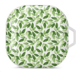 Green Leaf Oordopjes Hoesje Compatibel met Samsung Hard Shell Beschermhoes Wit-Stijl
