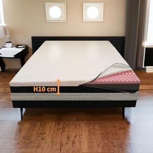 Comfy Line Topper traagschuim + topper, stijf, orthopedisch, hoogte 10 cm, hybride topper, tweepersoonsbed, 180 x 200 cm, matras met afneembare stof, topper dubbele hardheid, model Genesi H10