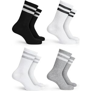 Basic Treasure Tennis sportsokken voor kinderen, biologisch katoen, tennissokken voor kinderen, sportsokken voor jongens en meisjes, grijs/wit/zwart, Grijs Melange/Wit/Zwart, 26/30 EU