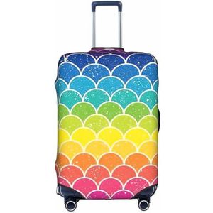 OdDdot Geel grijs zwart geruite print stofdichte koffer beschermer, anti-kras koffer cover, reizen bagage cover, Regenboog vis schaal, S